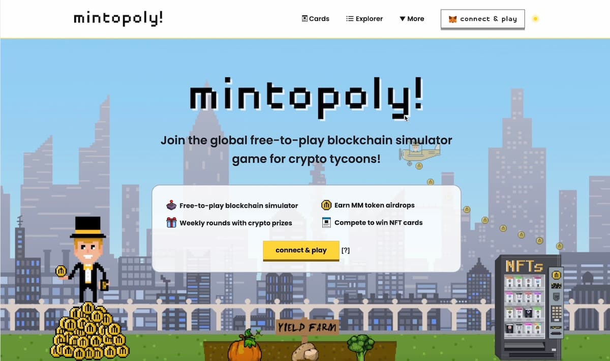 Mintopoly cryptocurrency idle game interface
